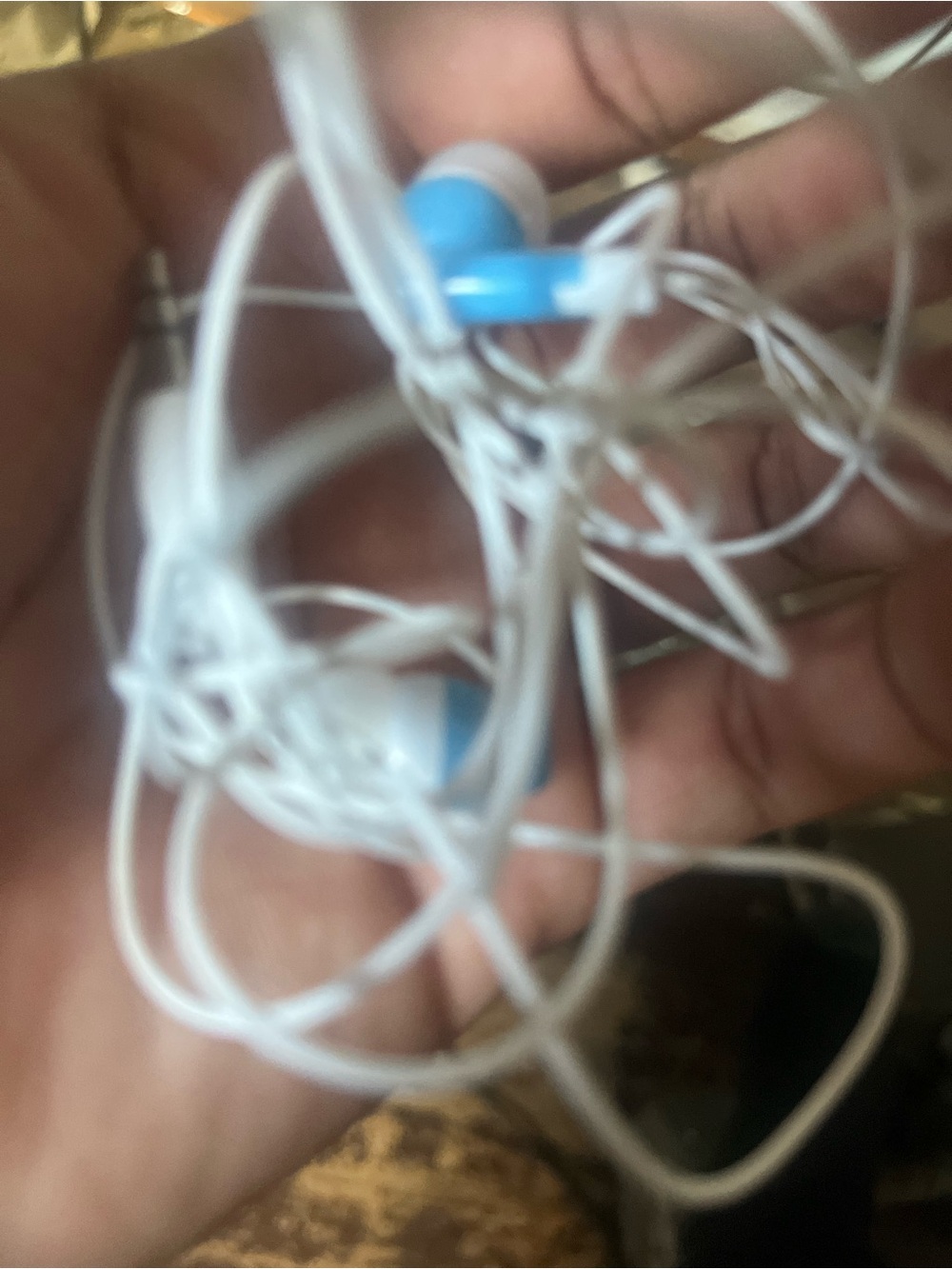 Blue and White Wired In-Ear Headphones with Silicone Tips